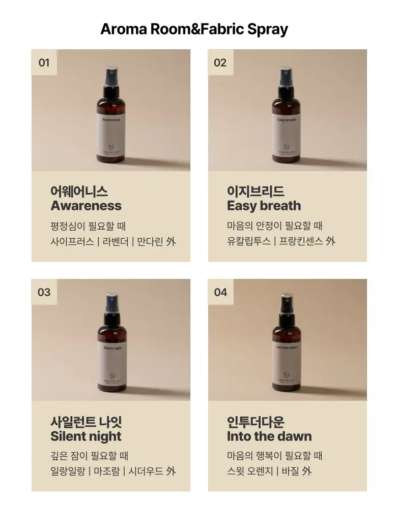 [정신과의사조향/숙면,안정] 이유즈 룸앤패브릭 스프레이 & 아로마 오일 중 택1 상세페이지 5